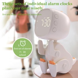 Itigoitie Kids Dinosaur Alarm Clock,Bedside Digital Alarm Clock,LED Cute Bedside Clock,Silent Snooze Alarm Clock with Night Light for Boys and Girls Bedroom