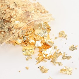 BEIHOO Gold Foil Sheet for Hair, Flakes, 0.2 oz (5 g) / 0.4 oz (10 g), Imitation Gold Foil, Hair Ornament, Coming-of-Age Ceremony, Wedding, Graduation, Gel Nails, Self Nail Care, DIY Jewelry, Crafts, Resin, Art, Painting, Decoration, 0.4 oz (10 g)