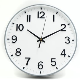 HZDHCLH Wall Clock 12 Inch Silent Non Ticking Clock for Living Room Bedroom Kitchen Office (Gray frame)