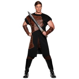 UNDERWRAPS Renaissance Warrior Mens Costume - Dragon Slayer Brown Renaissance Faire Costume Men, Viking Cosplay Knight Armor Ren (Slayer Black, XX-Large 54-56)