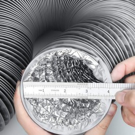 Dryer Duct Hose 4 inch by 12 Feet, Abuff Flexible 4-Layers Aluminum Dryer Vent Tube Transition Duct with 2 Screw Clamps Great as HVAC Duct, Clothes Dryer Duct, Air Duct