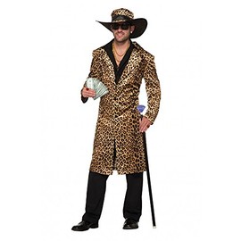 Funky Leopard Men's Costume Large Coat and Hat Fur Lude Fur Coat Stenz Assi Proll