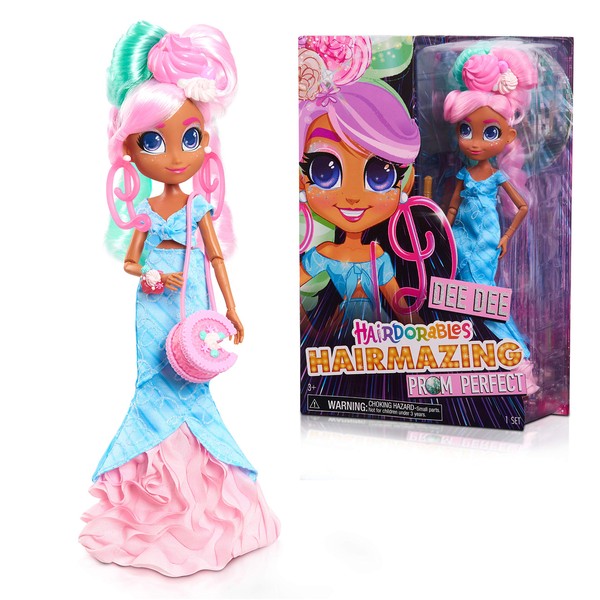 Hairdorables Hairmazing Prom Perfect Fashion Dolls, Dee Dee, Pink and Green Hair, Kids Toys for Ages 3 Up by Just Play