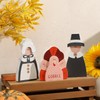 Autumn Harvest Kitchen Table Decor: 3 Pcs Wooden Turkey Pilgrim
