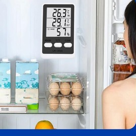 Fridge Temperature Gauge - LCD Display Hygrometer for Home | Waterproof Hygrometer for Refrigerator Wine Cooler Freezer Kitchen Appliance Fish Tank Food Storage Warehouse