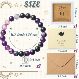 WATINC Constellation Zodiac Bracelet Virgo Birthday Gifts for Women, Purple Natural Stone Astrology Bracelet with Charm Wish Card Envelop, Crystal Blessing Bracelet Jewelry for Birthday (Virgo)