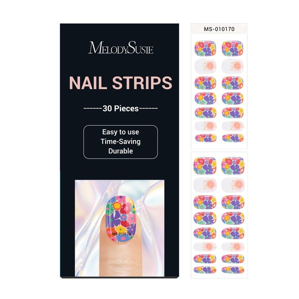 MelodySusie Semi Cured Gel Nail Strips (Flower Filled)- Works with
