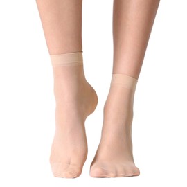 [aninako] 10足組 ショートストッキング レディース ストッキング 光沢ストッキング ストッキング 20 ダニエル 柔軟 高弾性 夏 日常 屋外活動 事務所 女の子用 (JP, アルファベット, Free Size, 肤)