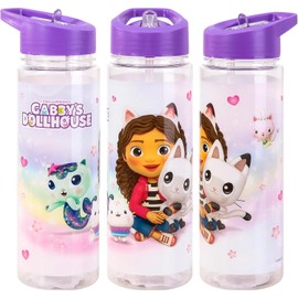 Top Linen (NW) Ltd Gabby's Dollhouse 650ml Kids Water Bottles with Straw, Back to School Supplies Girls Water Bottle - Water Bottle For Girls Purple.