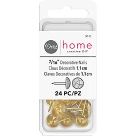 Dritz Home 9012 Hammered Decorative Nails, 7/16-Inch, Brass (24-Piece)