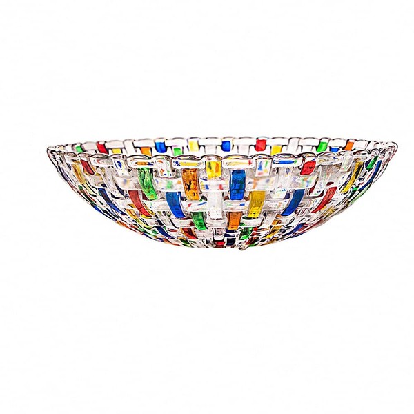 Magcolor Hand Painted Colorful Woven Glass Crystal Salad & Fruit Bowl Decoration,Centerpiece For Home,Office,Wedding Decor, Fruit, Snack, Dessert, Server