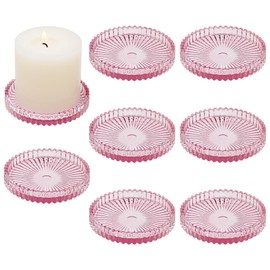 Vixdonos 3.8 Inch Glass Pillar Candle Holder Set Pack 8 Gear Round Plate Serrated Candle Stand for Table Centerpieces,Party, Wedding and Home Decor