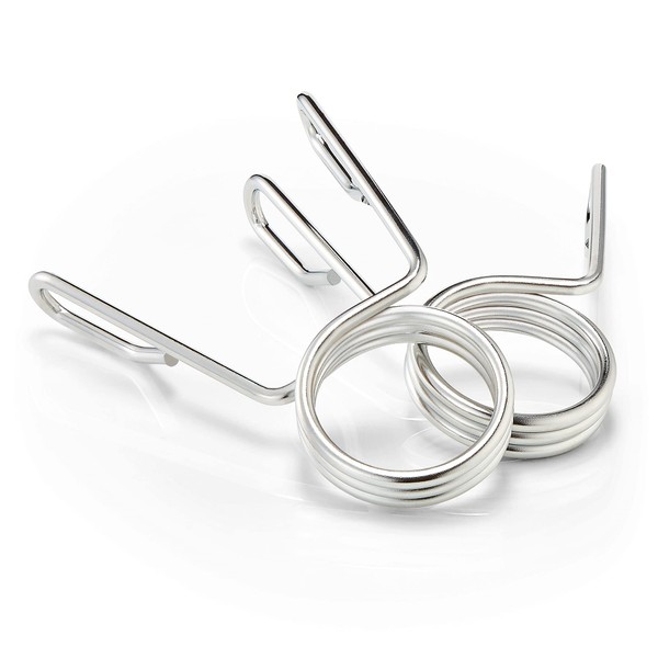 ISOGYM Spring Barbell Collars 50mm (Pair) Silver Chrome Clips Clamps