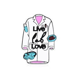 Dr's gift White Lab Coat Enamel Brooch Science Themed Pin Lapel Badge with Bacteria Test Tube Design Gift for Chemists Biologists Lab Enthusiasts