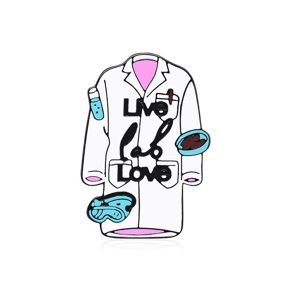 Dr's gift White Lab Coat Enamel Brooch Science Themed Pin