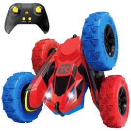 Threeking RC Stunt Car Remote Control Cars with Lights Double-Sided Driving Indoor Outdoor Toys Gifts Presents for 6 7 8 9 10 11 12 Year Old Kids Boys Girls