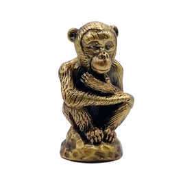 Lamp Finial-Thinking Monkey-Antique Brass Finish, Highly Detailed Metal Casting