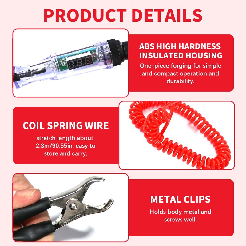 atnayo Circuit Tester,3-120V Test Light with LED, Car Electrical Fuse