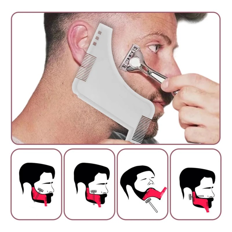3 Pzs Plantilla Diseño Moldeado Barba Bigote Afeitado Barber