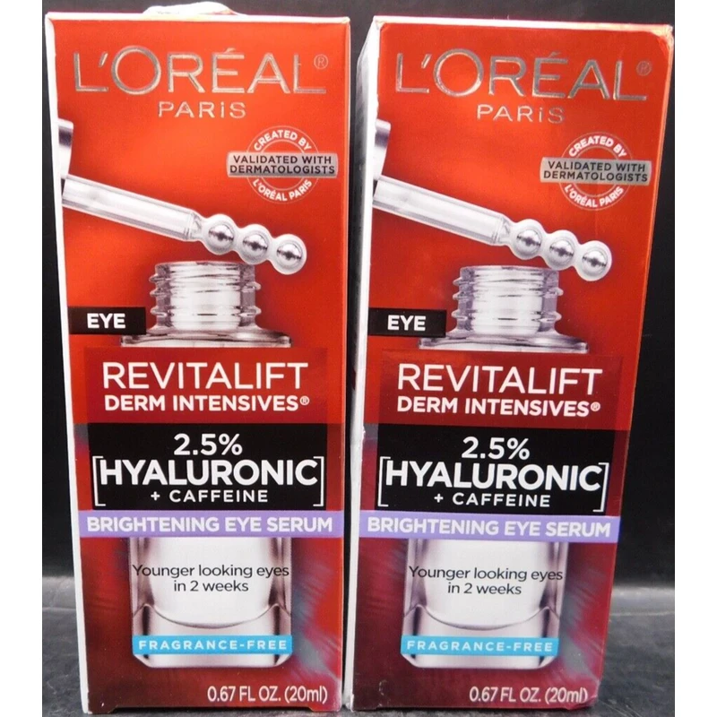 LOréal Loreal Revitalift Derm Intensives Brightening Eye Serum 0.67Fl Oz Ea New