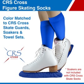 CRS Cross Figure Skating Socks (2 Pair) Knee High Tights for Ice Skates, Footed Skate Socks, Dance Tights (Blade Blue)
