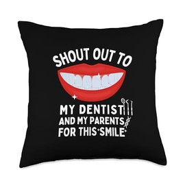 Channa Brands Shout Out to Dentist Teeth Whitening Toothpaste Strips Pen Throw Pillow, 18x18, Multicolor