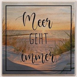 Meer Geht Immer I Urlaubskasse I Holiday Money Box Wooden Holiday Money Box Holiday Money Maritime Time Out 10 x 10 cm Wood Money Gift Baltic Sea with Key Travel Money Box Theme for