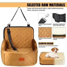 Elevated Dog Car Seat for Small Medium Memory Sponge Pet Booster Seat Fits Dogs Travel Bed up to 35 lbs,Detachable Washable with Storage Bag Dog Blanket