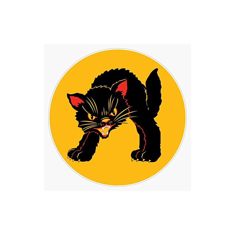 Vintage Retro Fraidy Black Cat Waterproof Vinyl Window Bumper Sticker