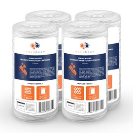 Aquaboon 1 Micron String Wound Water Filter 10x4.5 Replacement - Whole House Water Filter Cartridge Compatible with WP5BB97P,WP10BB97P, AP810, 4-Pack