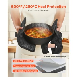 VEVOR Pot Holders Heat Resistant 500°F with Anti-Slip Silicone Strips 2 Pack