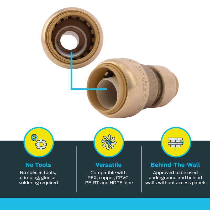 SharkBite 3/4 Inch x 1/2 Inch Reducing Coupling, Push to