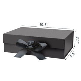 DaiUni DaiUni 10.5"X7.5"X3.1" Black Magnetic Gift Box with Lid and Ribbon for Presents