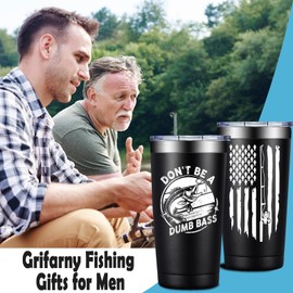 Grifarny Fishing Gifts for Men - Fathers Day Gift for Fisherman - Fishing Gifts for Husband, Dad, Boys, Grandpa - Fish Tumbler Cup 20 Oz