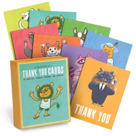 Em & Friends Boxed Thank You Cards: Around the World (English, French, German, and Spanish Cards - Box of 8 Multi-Lingual Thank You Notecards With Envelopes)
