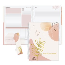 SUNEE Half Meeting Half Note - 8.5"x11" Professional Notebooks for Work - 160 Pages, A4 Size Project Planner, Spiral Meeting Agenda/Minutes Organizer for Women Men, Note Taking, Office & Business