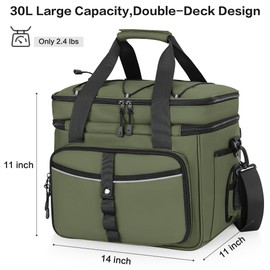 LGAG 30L Large Fishing Tackle Bag, Waterproof Tackle Box Bag for Saltwater & Freshwater Fishing, Gear and Equipment Storage, Padded Shoulder Strap, Gift for Men, Green
