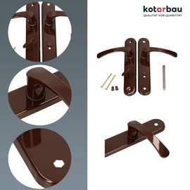 KOTARBAU® Door Handle 72 mm Left Right Toilet Brown Door Fitting Door Handle Door Handle Set Toilet Door Room Door Long Plate Aluminium