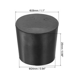 sourcing map Rubber Tapered Plug 24mm to 28mm Solid Test Tubes Bungs Stopper Black for Lab 6 Pieces