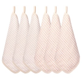 HOOMCOOM Gauze Handkerchief, Baby, 6 Pieces, 4 Layers, 100% Organic Cotton, With Loop, Gauze Towel, 9.8 x 9.8 inches (25 x 25 cm), For Nursery School