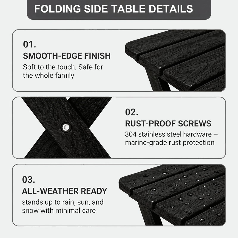 Folding Outdoor Side Table,Small HDPE Patio Table,All-Weather Compact Portable End