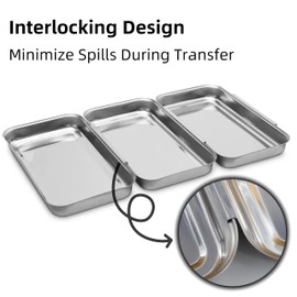 3-Piece Stainless Steel Breading Set – Interlocking Coating Trays for Chicken, Fish, Meat | Non-Slip, Dishwasher Safe, Oven Safe | Stackable Space-Saving Design for Flour, Egg, Breadcrumbs