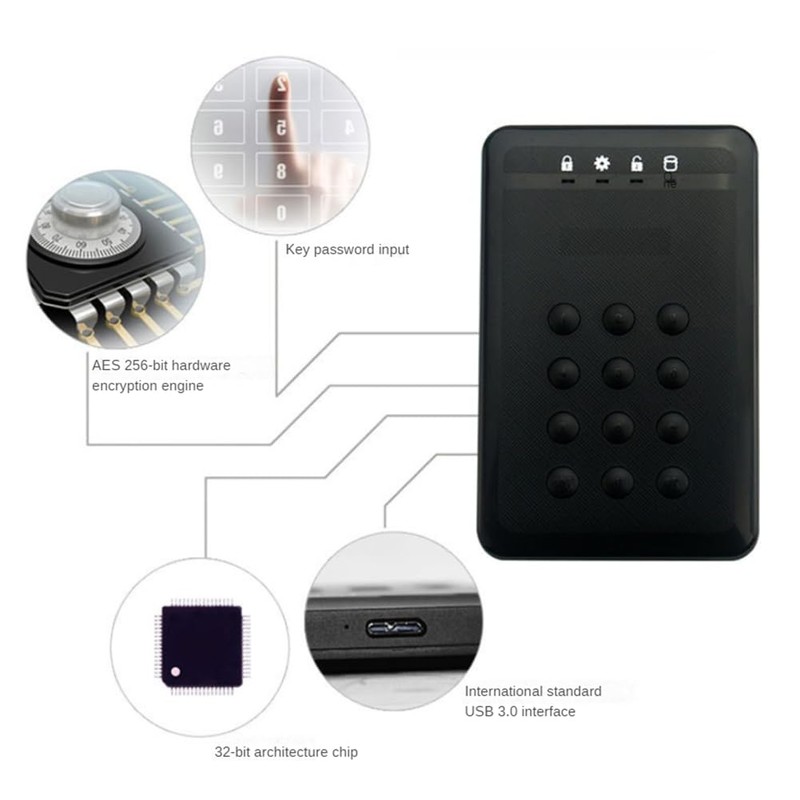 Aswalling HDD Enclosure SSD Case Encrypted Hard Drive Enclosure 5Gbps