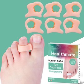 Gel Toe Separators for Overlapping Toes, Bunions, Big Toe Alignment, Corrector and Spacer (Beige)