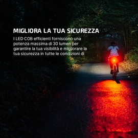 OLIGHT SEEMEE 30C Luce Posteriore Per Bicicletta LED 30 LUMEN Torcia Bici Rossa 5 Modalità Impermeabile IPX6 TYPE-C Fanale Posteriore Potente Traffico