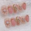 Pink Flower Handmade Nail Tips - Long Ballerina / 분홍이플라워