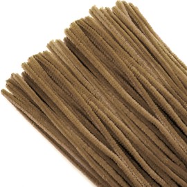 TOAOB 100pcs Pipe Cleaners Light Brown Chenille Stems 6mm x 12 Inch Fuzzy Sticks Craft Supplies for Art DIY Crafts Decorations