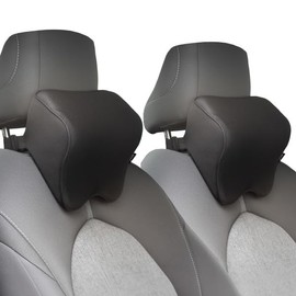 Stalwart Car Headrest Pillow 2-Pack - Breathable Memory Foam Car Neck Pillow Set with Adjustable Straps - Car Pillows for Driving (Black)