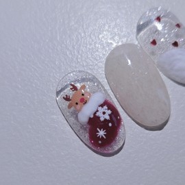 Snow Village Handmade Nail Tips - Almond Short / 스노우 빌리지 수제네일팁 - 아몬드숏