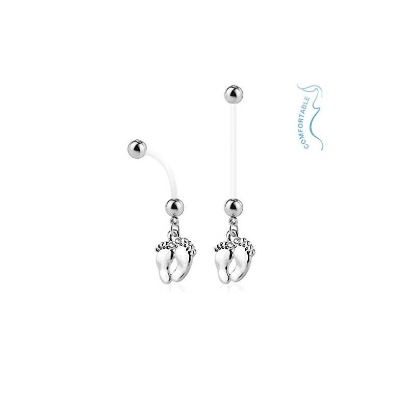 Autiga Pregnancy Piercing - Bio-Flex Flexible Plastic Baby Feet Belly